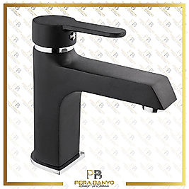 Kare Stil Mix Lavabo Bataryası Siyah-Krom