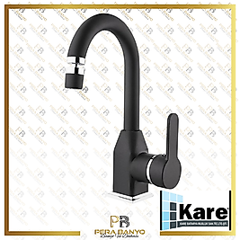 Kare Stil Mix Siyah Krom Kuğu Lavabo Bataryası