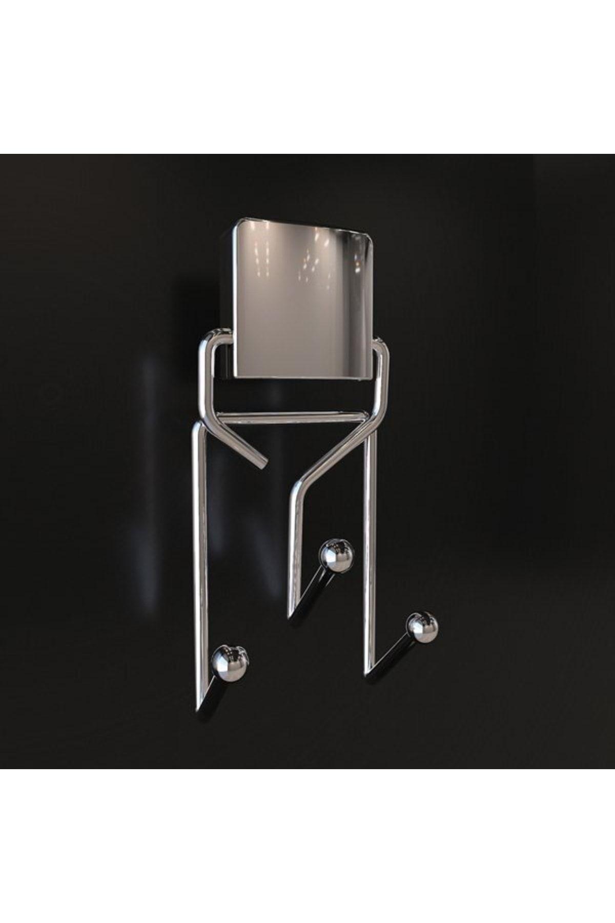 Decorev Süper Yapışkanlı Metal Yapıştırıcılı Krom Üçlü Askı Dc-4773