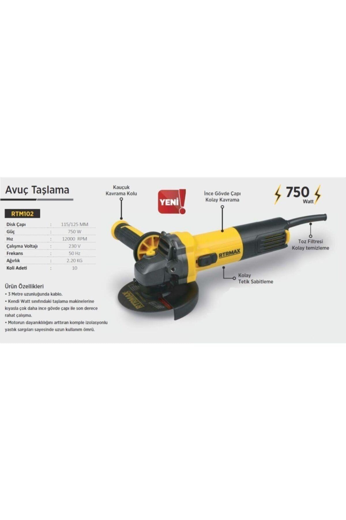 Rtm102 Avuç Taşlama 115/125mm 750w Inox Metal Kesme Hediye