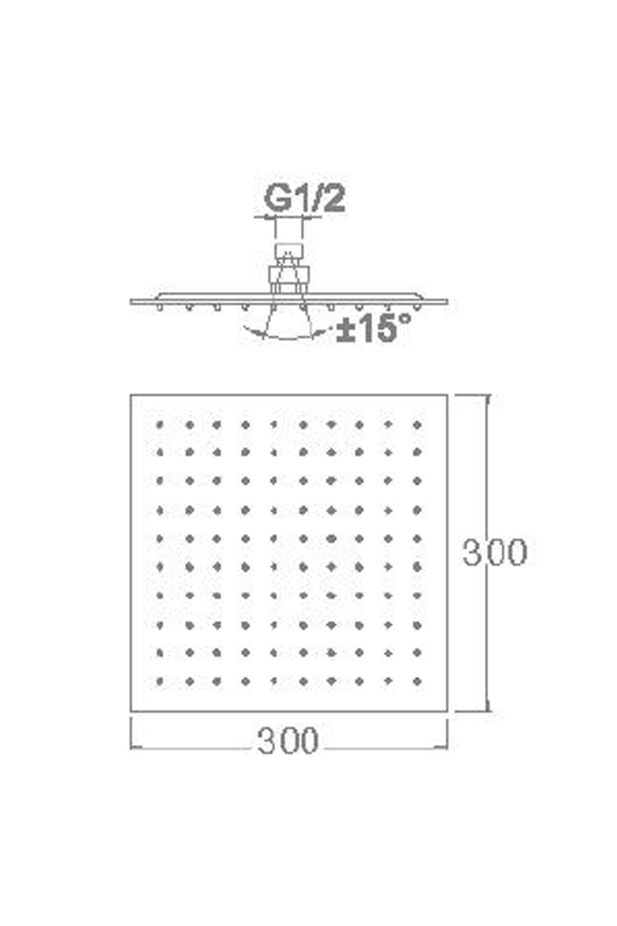 Slim Kare 304 Paslanmaz Metal Tepe Duşu Mts003