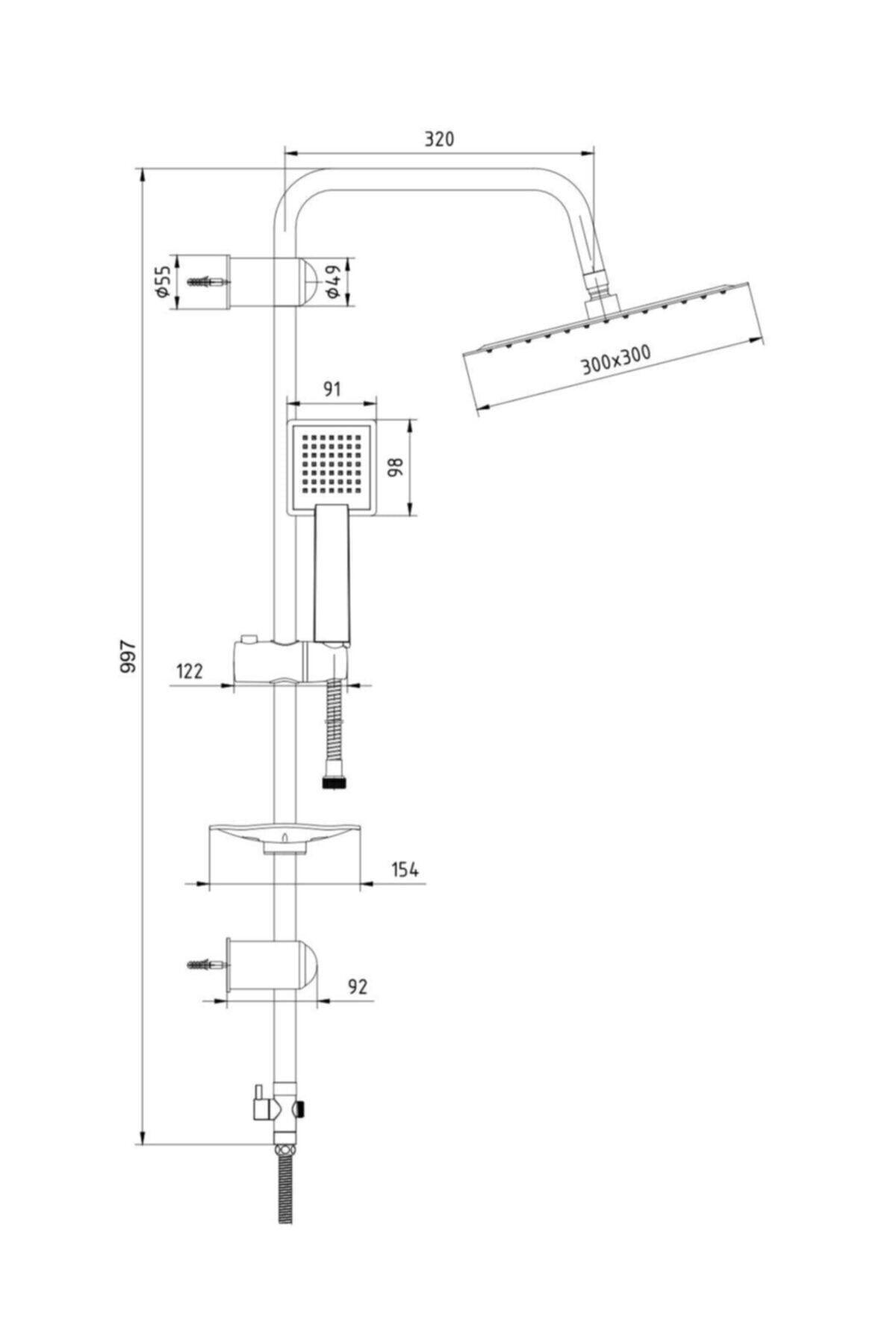 Ar&yak (ECA) Ark Kare Duş Kolonu 300x300 Mm (PİRİNÇ TEPE DUŞU) 102158035