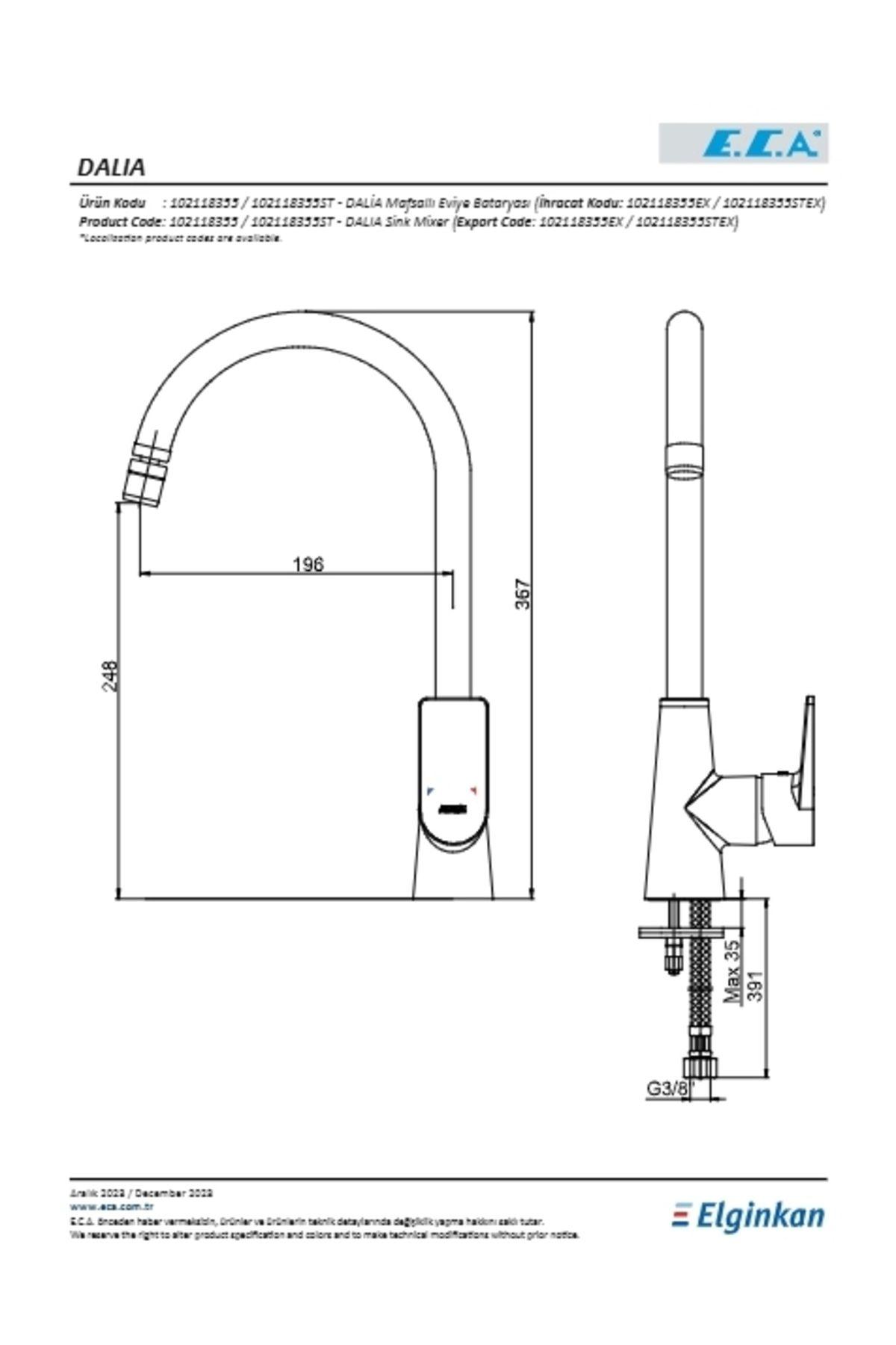 Dalia Eviye Batarya Kuğu Borulu Mafsallı